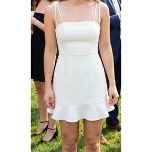 French Connection White Ruffle Strap Mini Dress Size 0 EUC